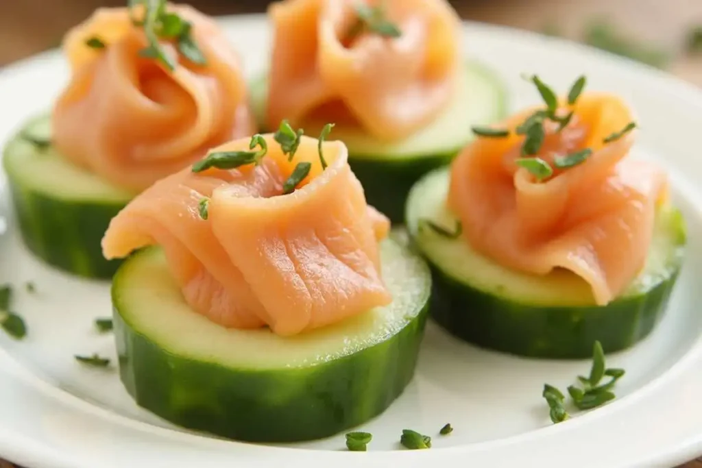 Chatelaine Smoked Salmon Roll on Cucumber